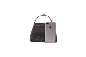 Crystal Rhinestone Soft Evening bag with metal handle