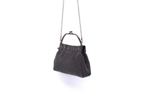 Crystal Rhinestone Soft Evening bag with metal handle