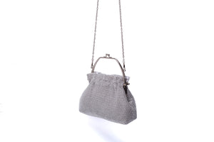 Crystal Rhinestone Soft Evening bag with metal handle