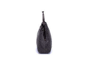 Crystal Rhinestone Soft Evening bag with metal handle