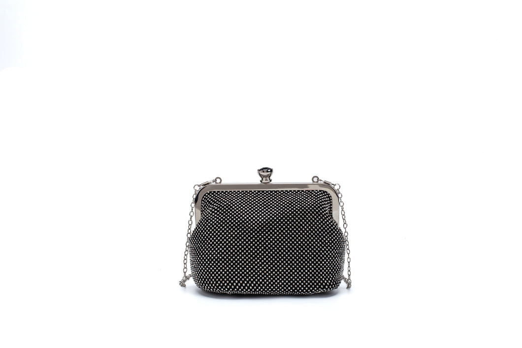 Soft Bling Rhinestone Evening bag with metal frame and Chain strap